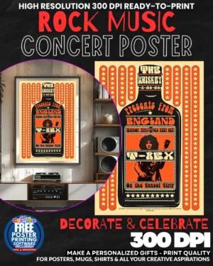 T Rex 1 Music Rock Concert Poster Wall Art