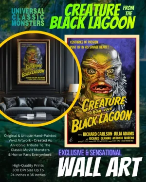 Universal Monsters Creature From The Black Lagoon - Classic Movie Poster Art